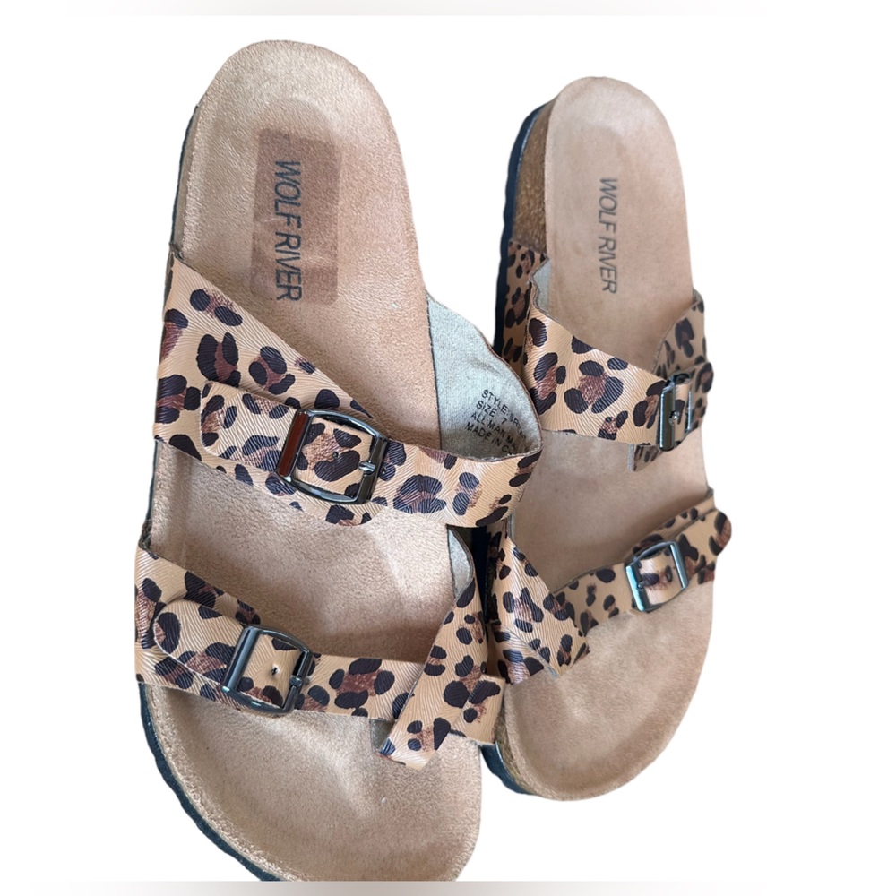 Wolf River Women’s Slides Sandals-Size 7 Animal Print-Comfortable slip on - Picture 2 of 6